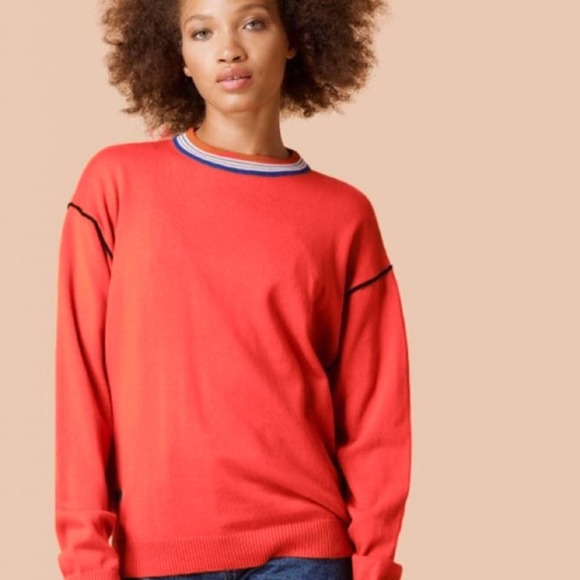 UNIF Riley Ringer Sweater Red {WW39} - Picture 1 of 6